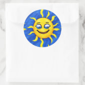 Lächelnde Gesichtssonne Sonne Runder Aufkleber (Tasche)
