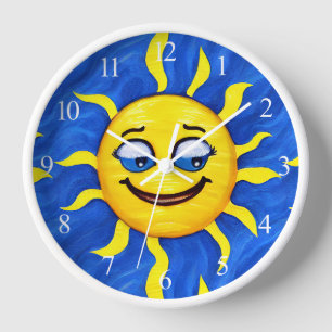 Lächelnde Gesichtssonne Sonne Uhr