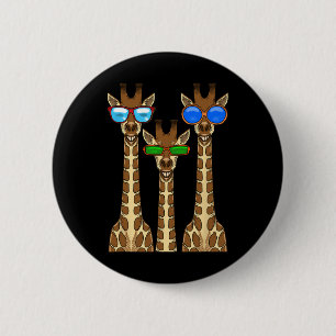 Lächelnde Giraffen tragen Sungles Funny Animal Sel Button