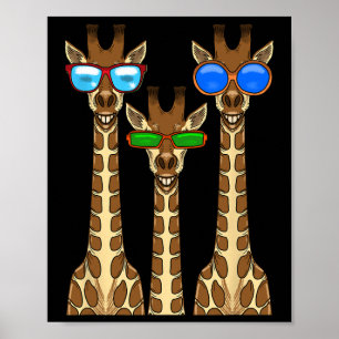 Lächelnde Giraffen tragen Sungles Funny Animal Sel Poster