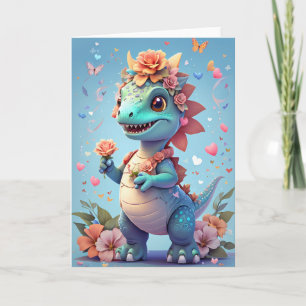Lächelnde Girl Dinosaur Nature   Karte