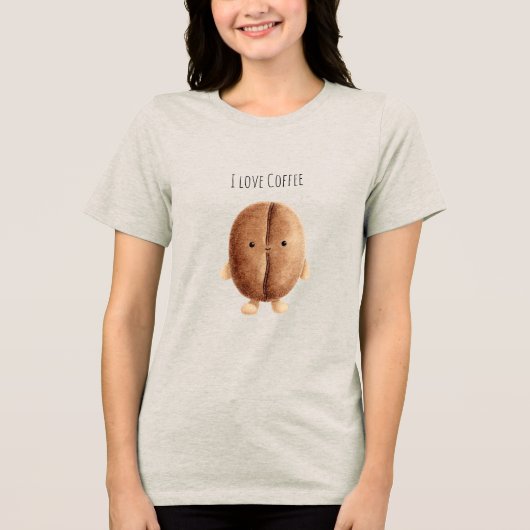 Lächelnde glückliche Kaffeebohne Tri-Blend Shirt (Vorderseite)
