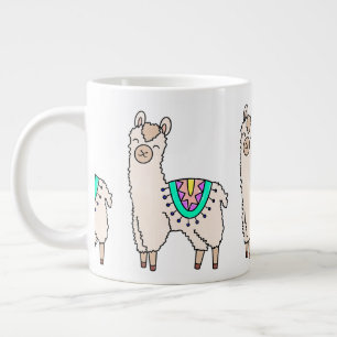 lächelnde glückliche Lama Alpaka Cartoon Tier Zeic Jumbo-Tasse