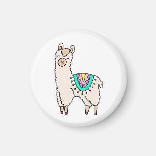 lächelnde glückliche Lama Alpaka Cartoon Tier Zeic Magnet