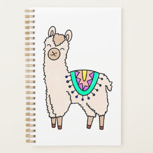 lächelnde glückliche Lama Alpaka Cartoon Tier Zeic Planer