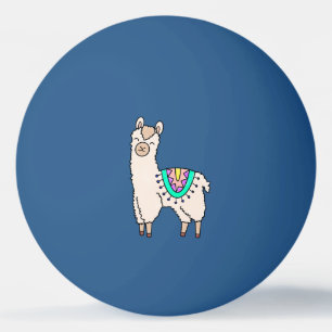 lächelnde glückliche Lama Alpaka Cartoon Tier Zeic Tischtennisball