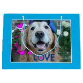 Lächelnde goldener Retriever-Liebe Große Geschenktüte (Vorderseite)