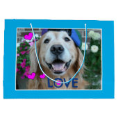 Lächelnde goldener Retriever-Liebe Große Geschenktüte (Rückseite)