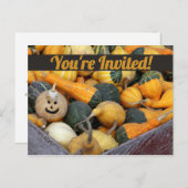 Lächelnde Gourd Harvest Party Einladung Postcard (Vorne/Hinten)