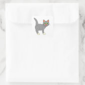 Lächelnde graue Katze mit Whiskers Quadratischer Aufkleber (Tasche)