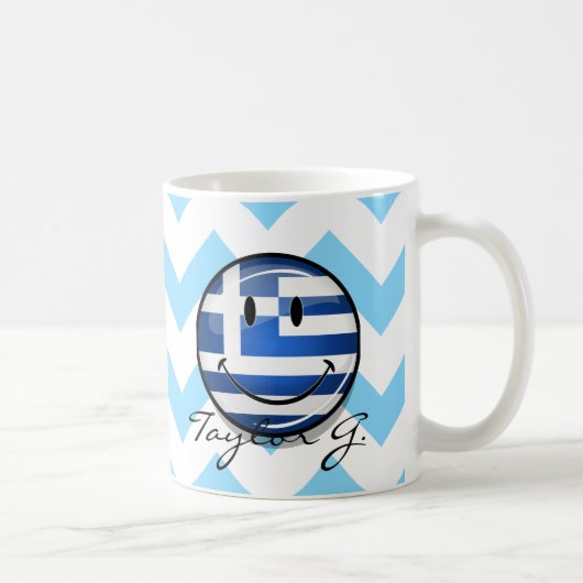 Lächelnde griechische Flagge Kaffeetasse (Rechts)