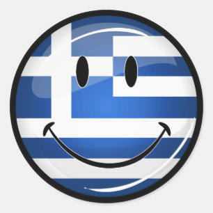 Lächelnde griechische Flagge Runder Aufkleber