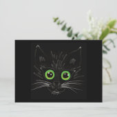 Lächelnde grüne Mit Augen Katze Einladung (Stehend Vorderseite)