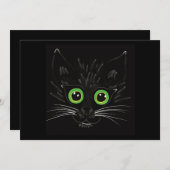 Lächelnde grüne Mit Augen Katze Einladung (Vorne/Hinten)