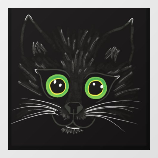 Lächelnde grüne Mit Augen Katze Fensteraufkleber (Blatt)