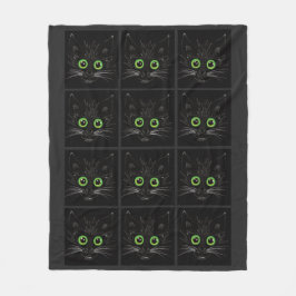 Lächelnde grüne Mit Augen Katze Fleecedecke