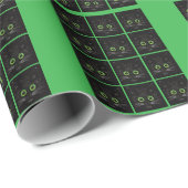 Lächelnde grüne Mit Augen Katze Geschenkpapier (Rolleneckpunkt)