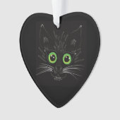 Lächelnde grüne Mit Augen Katze Ornament (Vorderseite)
