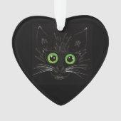 Lächelnde grüne Mit Augen Katze Ornament (Vorderseite)