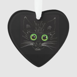 Lächelnde grüne Mit Augen Katze Ornament