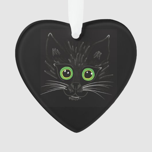Lächelnde grüne Mit Augen Katze Ornament (Vorderseite)
