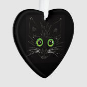 Lächelnde grüne Mit Augen Katze Ornament (Vorderseite)