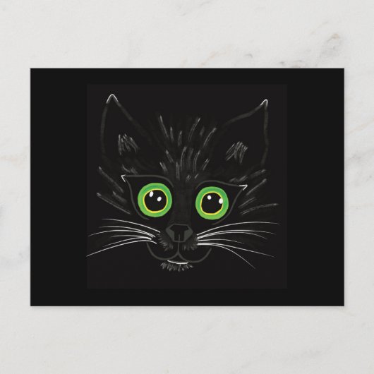 Lächelnde grüne Mit Augen Katze Postkarte (Vorderseite)