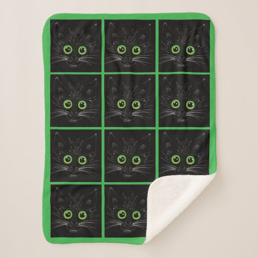 Lächelnde grüne Mit Augen Katze Sherpadecke (Vorderseite)