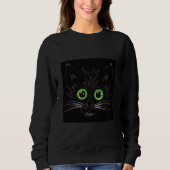 Lächelnde grüne Mit Augen Katze Sweatshirt (Vorderseite)