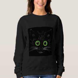 Lächelnde grüne Mit Augen Katze Sweatshirt