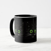 Lächelnde grüne Mit Augen Katze Tasse (Vorderseite Links)