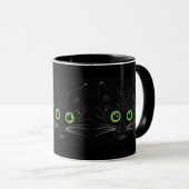 Lächelnde grüne Mit Augen Katze Tasse (VorderseiteRechts)