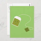 Lächelnde grüne Teebeutel Postkarte (Vorne/Hinten)