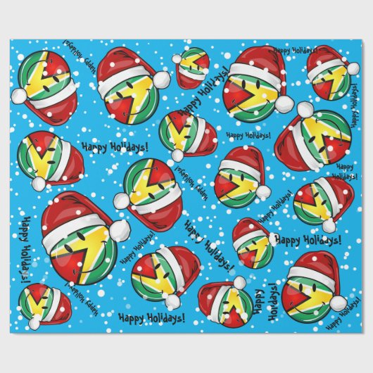 Lächelnde Guyana-Flaggen-Weihnachtsart Geschenkpapier (Flach)