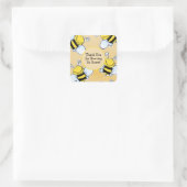 Lächelnde Honigbienen Danke Quadratischer Aufkleber (Tasche)