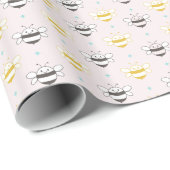 Lächelnde Honigbienen Rosa Geschenkpapier (Rolleneckpunkt)