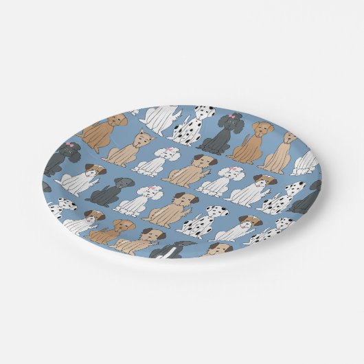 Lächelnde Hunde Pappteller (Schrägansicht)