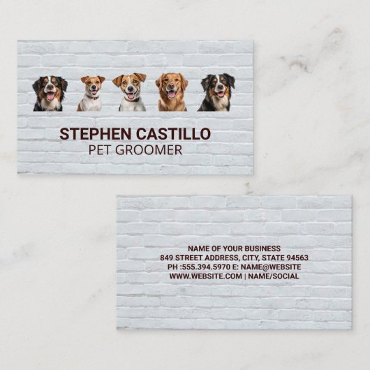 Lächelnde Hunde | Ziegelmauer Visitenkarte (Vorne/Hinten)