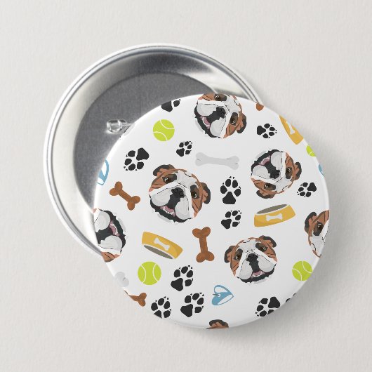 Lächelnde Hundeenglisch-Bulldogge Button (Vorne & Hinten)