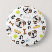 Lächelnde Hundeenglisch-Bulldogge Button (Vorderseite)