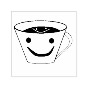Lächelnde Kaffeetasse mit glücklichem Kaffee Permastempel