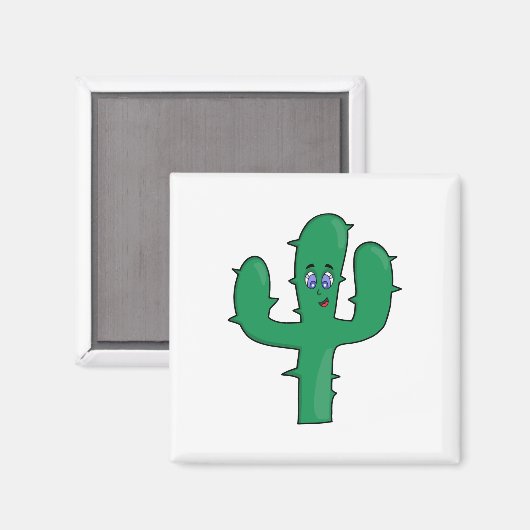 Lächelnde Kaktus Magnet (Vorderseite/Rückseite)