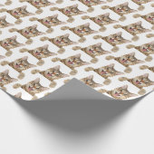 Lächelnde Katze auf Weiß Geschenkpapier (Ecke)