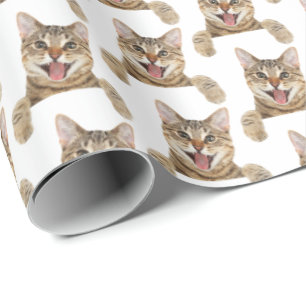 Lächelnde Katze auf Weiß Geschenkpapier
