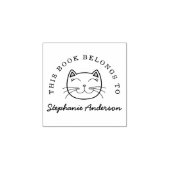 Lächelnde Katze | Benutzerdefiniert Dieses Buch ge Gummistempel (Prägung)