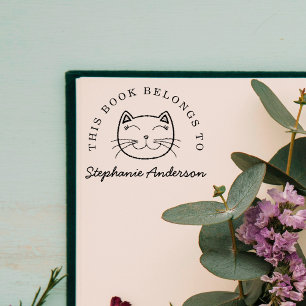 Lächelnde Katze   Benutzerdefiniert Dieses Buch ge Gummistempel
