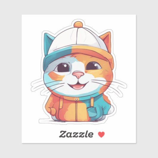 Lächelnde Katze mit einem Hut Clipart-78199 Aufkleber (Blatt)