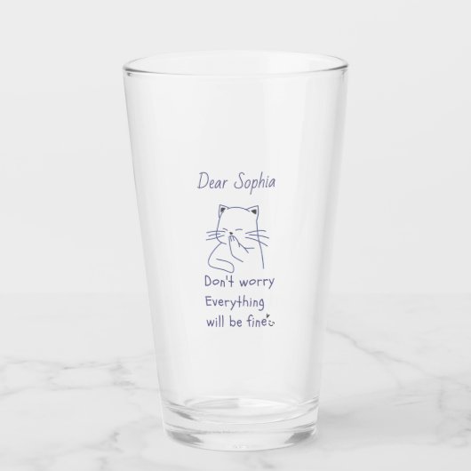 Lächelnde Katze mit Message Glass Cup Glas (Vorderseite)