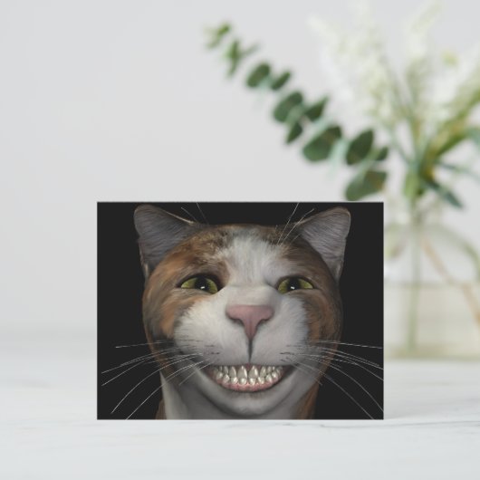 Lächelnde Katze Postkarte (Stehend Vorderseite)