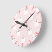 Lächelnde Katze Runde Wanduhr (Winkel)